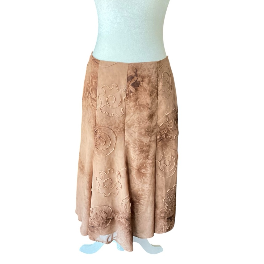 Dress Barn Vintage Brown 2-Piece Floral Short Sleeve Shirt & Skirt Set Size 8 - Picture 6 of 11